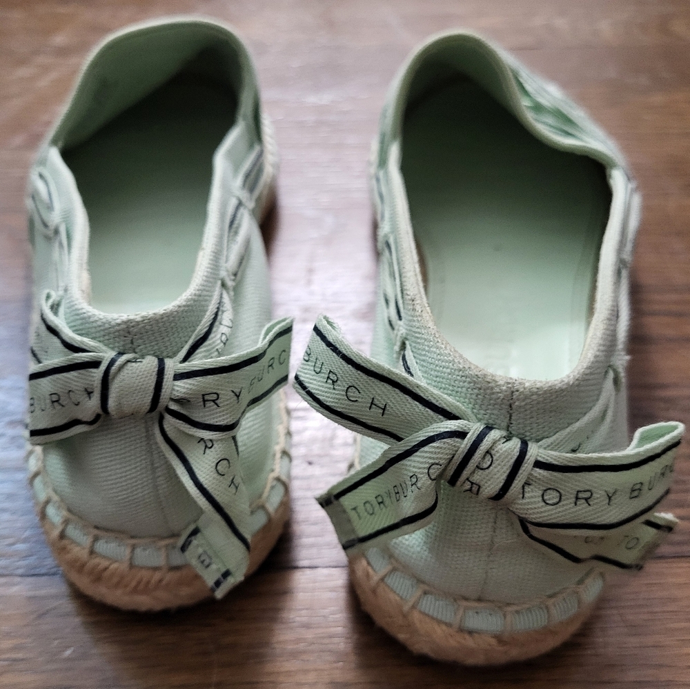 TORY BURCH mint ribbon espadrilles flats shoes size 10 - Picture 4 of 5